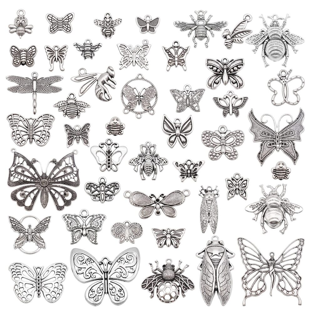 6776 200g About 100-120pcs Assorted Insect Pendant Charms Mixed Bee